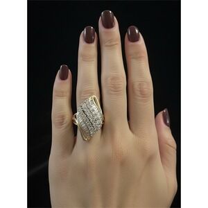 JTV SJD 9.25 Sterling Silver Gold CZ Cluster Ring Sz. 6